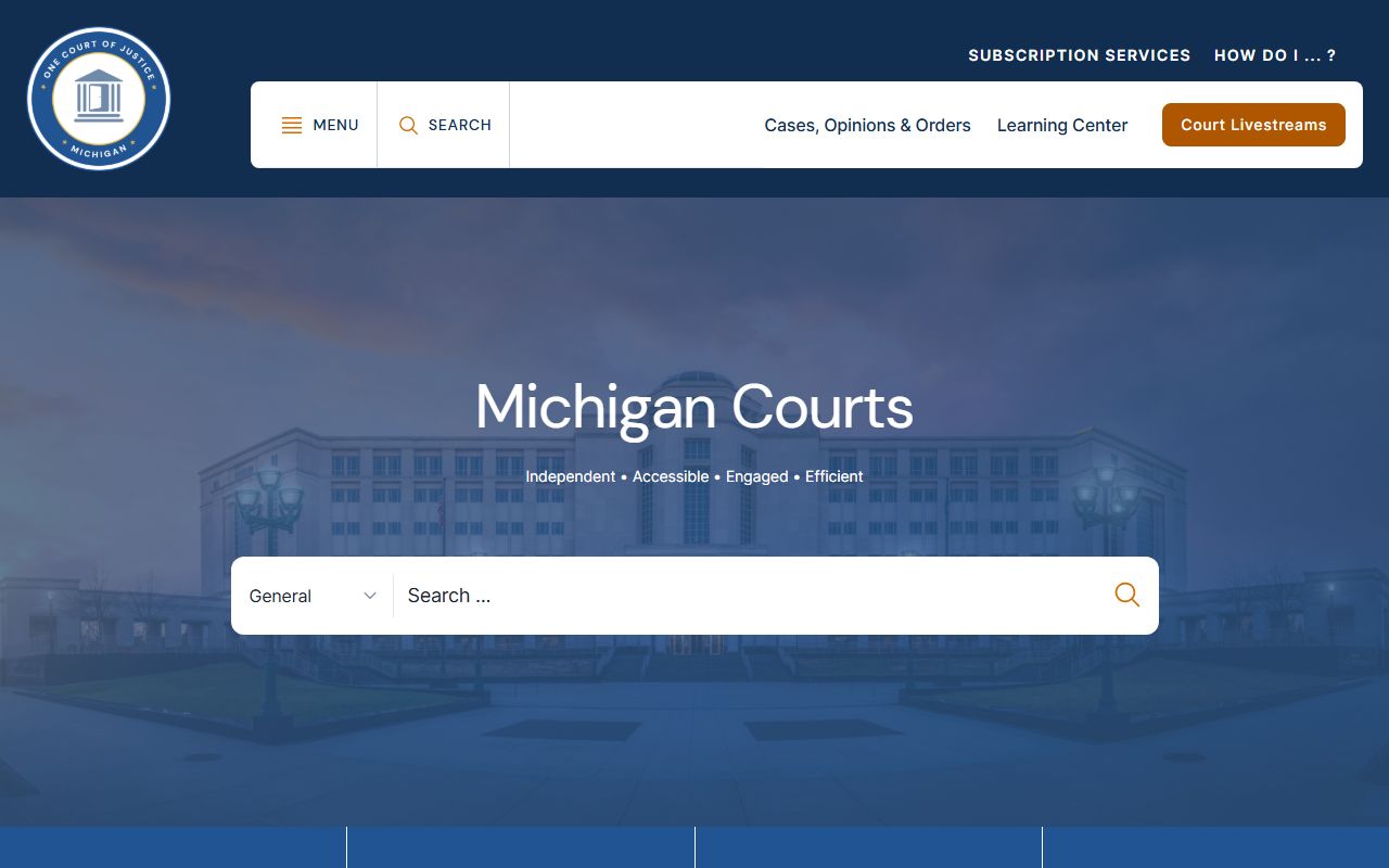 Michigan Courts official website for dissolution of marriage record lookup