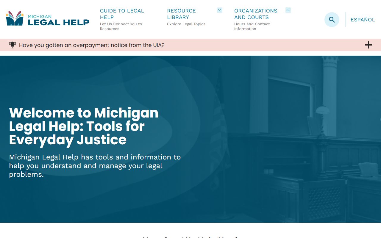 Michigan Legal Help website for dissolution of marriage resources