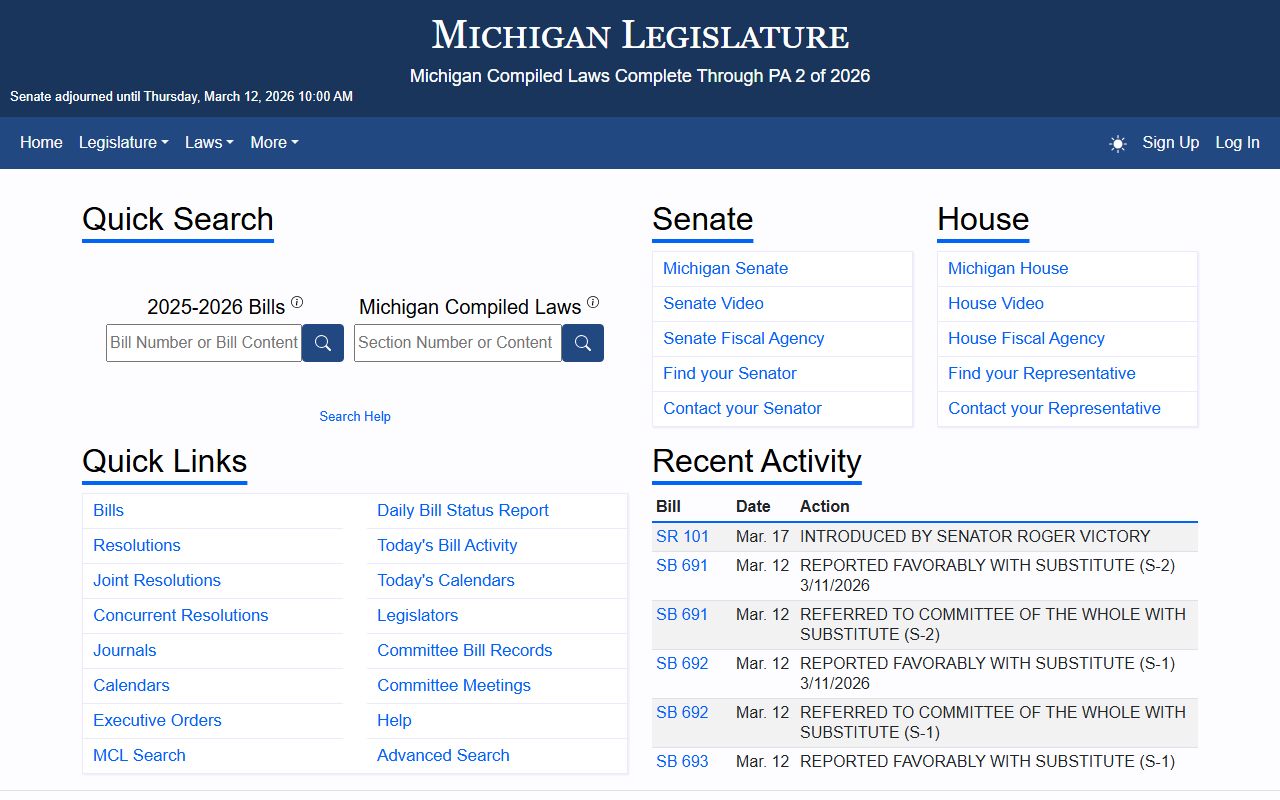 Michigan Legislature website for dissolution of marriage statutes